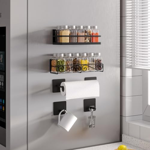 Magnetic Spice Rack for Refrigerator (Black)