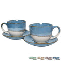 Ceramic Cappuccino Cup and Saucer Set of 2 (Brilliant Blue)