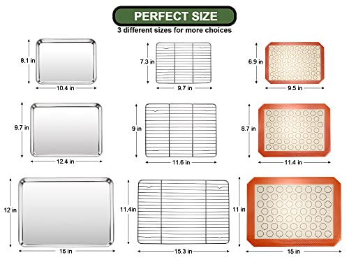 Baking Sheet Tray Cooling Rack with Silicone Baking Mat Set (Red)