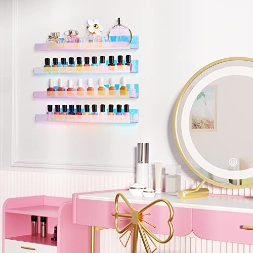 2 Pcs 15" Iridescent Acrylic Shelves for Wall Decor and Display (Iridescent)