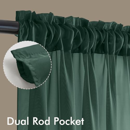 4 Panels Hunter Green Christmas Sheer Curtains 42 x 72 Inches (42"W x 72"L (Pack of 4) / Hunter Green)