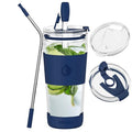 19 oz. Double Wall Glass Coffee Tumbler (Dark Blue)