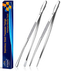 2 Pcs 12 Inch Kitchen Tweezers Fine Tweezer Tongs (12+12 Inch / Silver)