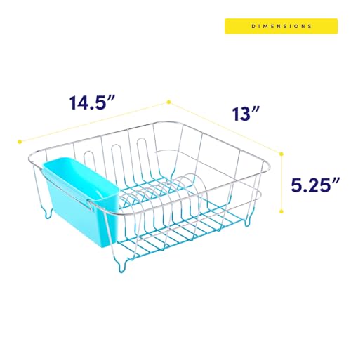 Dish Drying Rack & Cutlery Holder 2 Piece Set (Turquoise)