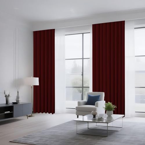 Blackout Curtains for Bedroom 84 inch Long 2 Panels (Burgundy Red / 52"W x 84"L (Pack of 2))