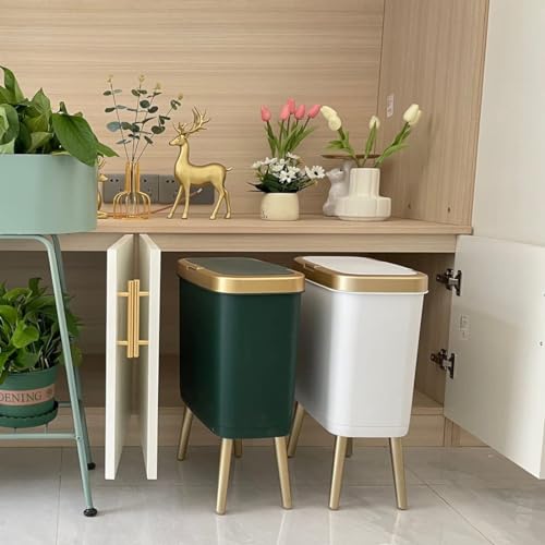 Green Bathroom Trash Can with Lid (Green)