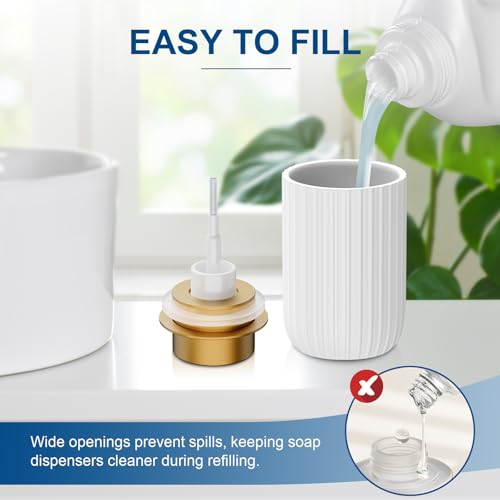 Ceramic Foaming Soap Dispenser (Matte White Gold-1pack)