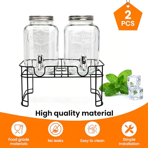 1 Gallon Beverage Dispenser with stand (Silver-Plastic Faucet)