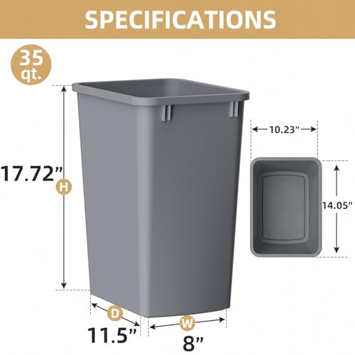 Lightweight and Durable Slim Trash Can (Grey / 1PACK)