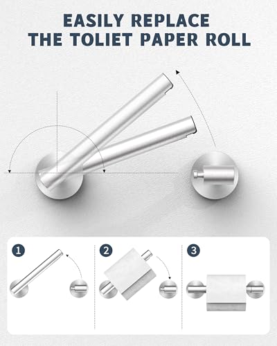 Bathroom Toilet Paper Holder Wall Mount SUS304 Stainless Steel Double Post Pivoting Toilet Paper Roll Holder Wall Mounted for Bathroom RV Commercial Toilet Tissue Dispensers (Brushed Nickel)