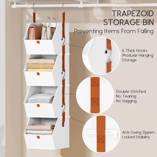 Hanging Closet Organizer 4 Tier (White / 8 shelves)
