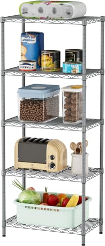 5 Metal Shelves Wire Shelving Storage Shelf Adjustable Unit Pantry (Grey / 5 Tier 14"Dx24"Wx59.5"H)