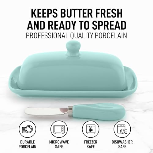 Zulay Butter Dish With Lid For Countertop (Mint)