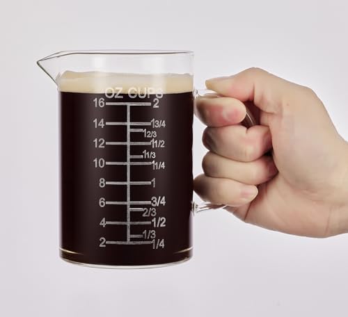 Ackers Etched Graduated Glass Measuring Cup (500 ML (16 Oz, 2 Cup) - Etched Graduated)
