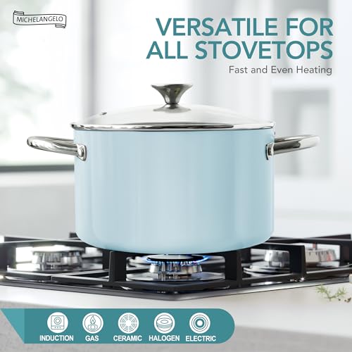 Stock Pot with Lid (Blue / 6 Quarts)