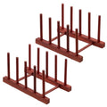 2 Packs Rosewood Wooden Dish Drying Rack Plate Organizer for Cabinet (Rosewood 4 Slots 2pcs)