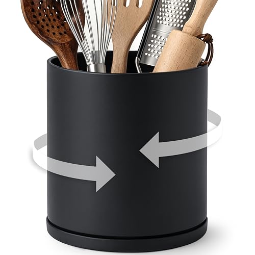 360° Rotating Kitchen Utensil Holder (Black / 7.2")
