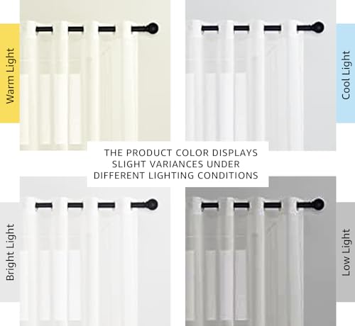 White Sheer Linen Curtains 84 Inch Length 2 Panels Set (52"W x 84"L (Pack of 2) / White)