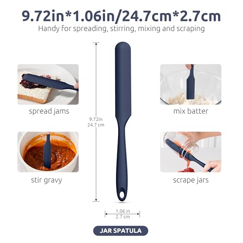 Skinny Silicone Jar Spatula Scraper (Midnight Blue / 9.72 in)