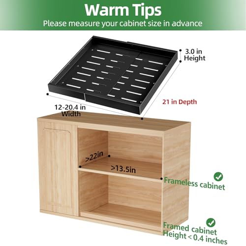 2 Pack Expandable Pull Out Cabinet Organizer (21"D X 12-20"W (2 Pack) / Black)