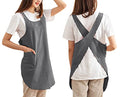 Cotton Cross Back Aprons Solid Color Cooking Kitchen Garden Smock for Women Girls with Pockets (Darkgrey / 37W x 32L)