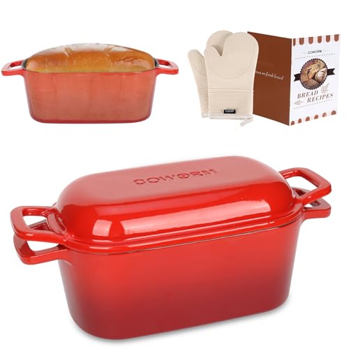 3.6QT Oval Enameled Cast Iron Dutch Oven (Red)