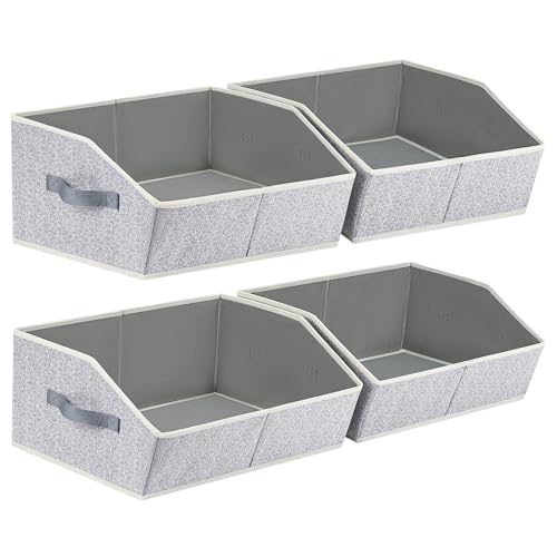 Trapezoid Closet Shelf Organizer (Light Gray / Large -4 Pack)