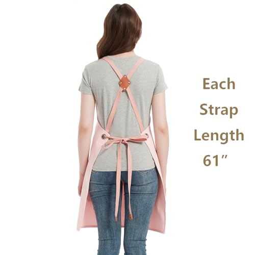 Aprons for Women Men with Large Pockets (Light Pink)