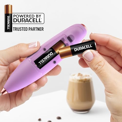 Powerful Milk Frother Wand With Duracell Batteries (Regal Lavender / Triple Whisk + Batteries)