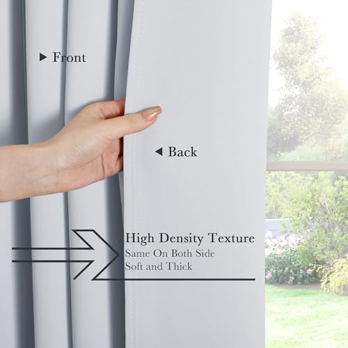 Blackout Curtains Thermal Insulated Window Treatment Panels Back Tab (Greyish White / 70"W x 63"L (Pack of 2))