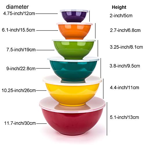 Melamine Mixing Bowls with Lids (Multicolor)