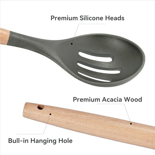 Non Stick Silicone Cooking Utensils Set (5 PCS Set Grey)