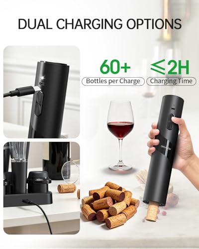 Electric Wine Opener Rechargeable (Black / Prestige Set)