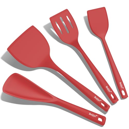4 Pack Silicone Spatula Set (Red)