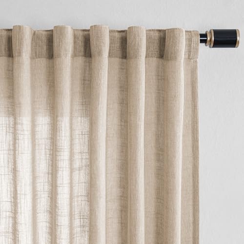 Boho Curtains Farmhouse Living Room Curtain Drapes (100"W x 90"L (Pack of 1) / Taupe)