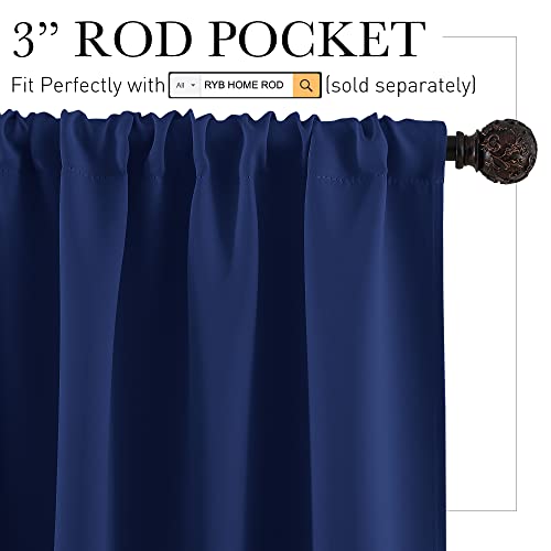 Cafe Blackout Curtains 30 inch Length (Marine Blue / 29"W x 30"L (Pack of 2))