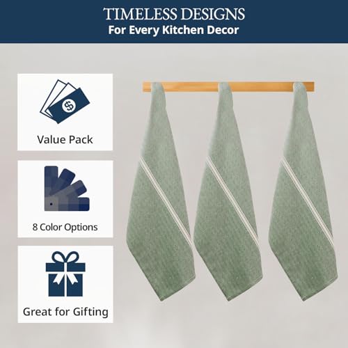 100% Cotton Dish Towels Absorbent Lint (12 Pack / 03: Olive)