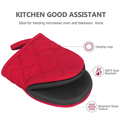 1 Pair Short Oven Mitts (Red)