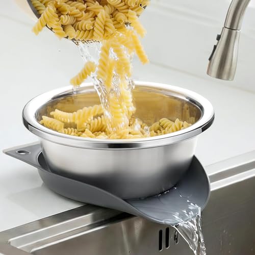 3.5QT Hands Free 304 Stainless Steel Strainer and Colander with Self