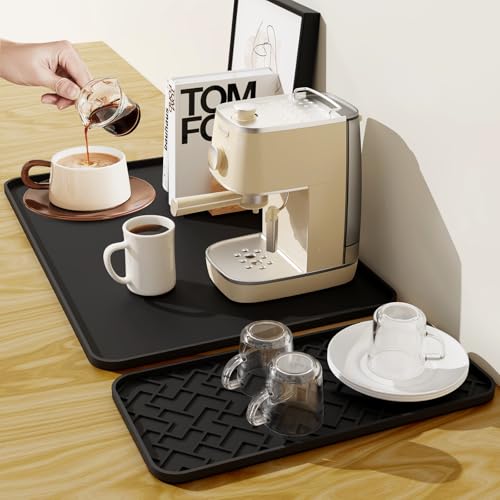 Coffee Mat 19" x 12" Silicone Coffee Bar Mat (black 19''x12'')