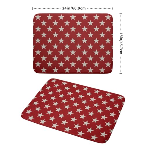 Patriotic July of 4th Red Star Dish Drying Mat for Kitchen Counter 18x24 Memorial Independence Day Absorbent Reversible Microfiber Drying Mats Kitchen Countertop Protector Dishes Drainer Rack Pad