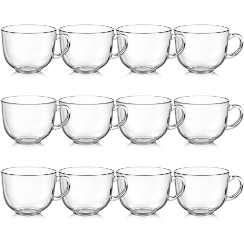 12 Pack Glass Coffee Mugs with Handles (Minimalist)