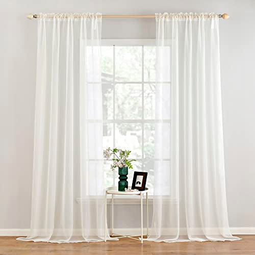 2 Panels Sheer Curtains for Living Room 54 X 120 Inches Ivory (Ivory / 54"W x 120"L (Pack of 2))