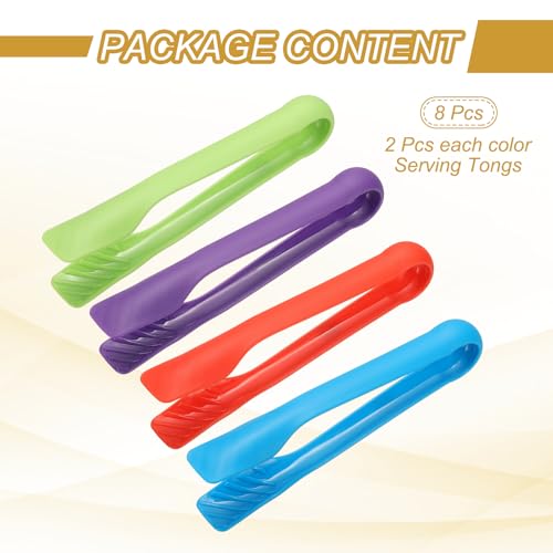 8 Pcs Toaster Tongs (8 Inch / Blue/Green/Purple/Red)