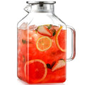 1 Gallon Square Glass Pitcher with Lid and Spout (Clear)