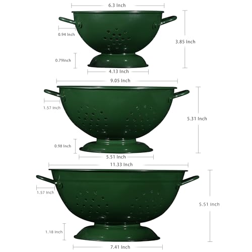 Metal Colander Set of 3 (Dark Green)