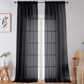 Extra Long Black Sheer Curtains for Bedroom Living Room 120 Inches Long 2 Panels Set (Black / 59"W x 120"L (Pack of 2))