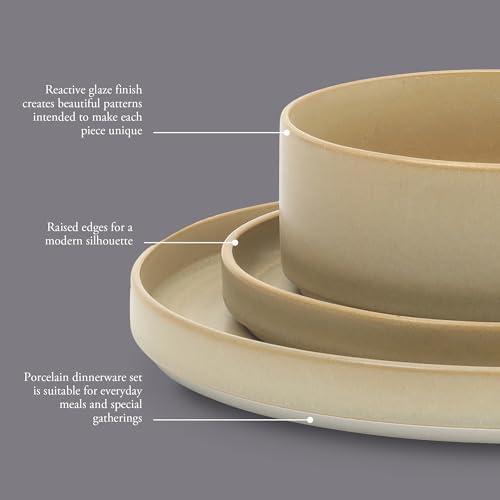 Echo Bay 12 Piece Porcelain Reactive Glaze (Green (Echo Bay) / Service for 4 (12pcs))