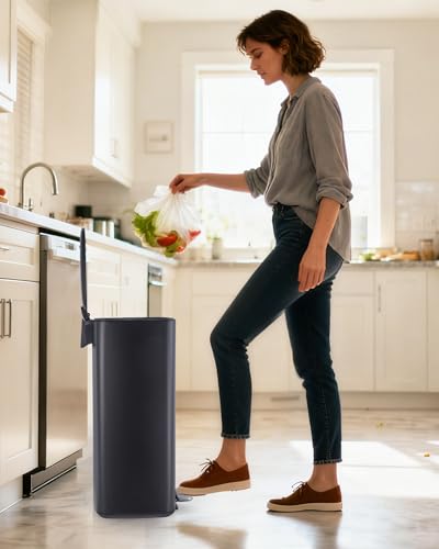 8 Gallon Trash Can for Kitchen (Black)