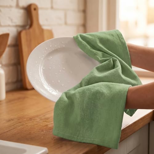Kitchen Towels Cotton Dish Towels 20”x30” (20" x 30" (Set of 6) / 129 Green)